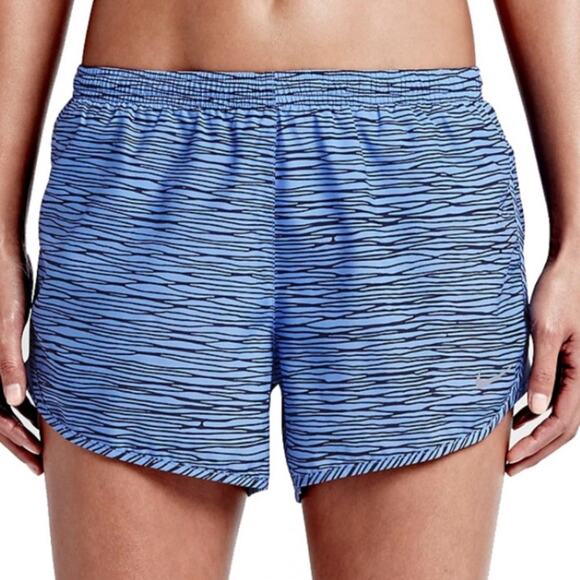 Nike Tempo Dri-Fit Women's Running Shorts Blue Stripe Lined - Picture 2 of 9